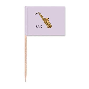 Imagem de Saxofone Instrumento Clássico Música Saxofone Bandeiras Marcador Topper Decoração de Festa