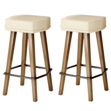 Imagem de Kit 2 Banquetas para Balcão Bancada Cozinha Industrial Área Gourmet Estofada Luxo (60CM ALTURA DO ASSENTO AO CHÃO, BEGE)