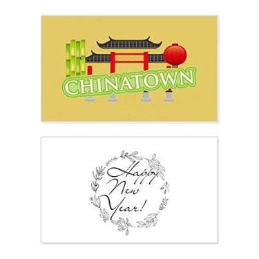 Imagem de Bambu Lantern Green China Town Festival Ano Novo Cartão de felicitações Bless Message Present