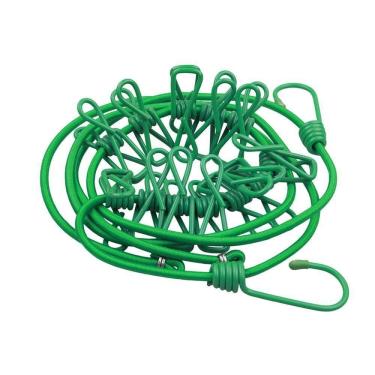 Imagem de Varal Portátil Elástico 12 Prendedores Acampamento Viagem Verde