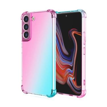 Imagem de para Samsung Galaxy S23 S22 S21 Plus Ultra S10 S9 S8 S7 Capa gradiente transparente e fofa fina anti-riscos TPU flexível capa à prova de choque, rosa verde, para Samsung S22