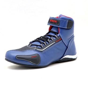 Imagem de Tenis Motociclista Cano alto Couro forro tex espumado 311AATR (Azul-Preto, BR, Adulto, Numérico, 40)