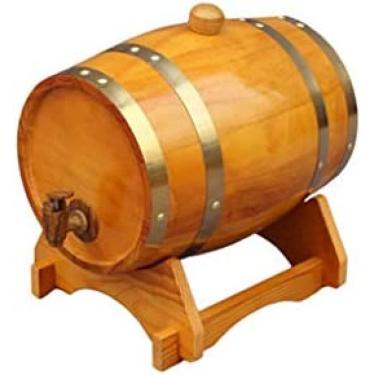 Imagem de Armário de bebidas para casa Barril de vinho de carvalho vintage 5L Armário de vinho Dispensador de água de madeira Armazenamento Vinagre de uísque Cerveja construída em forro de folha de al