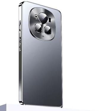 Imagem de LTLMYDAM Capa ultrafina para Honor Magic 6 Pro, cobertura total, proteção de lente de metal, à prova de choque, capa rígida de vidro fosco galvanizado, preta