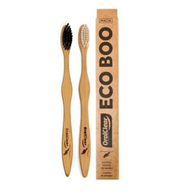 Imagem de Escova de dente de bambu ecológica única nacional kit 24 un