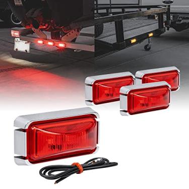 Imagem de TRUE MODS 4 peças 6.3 cm LED vermelho marcador de reboque com moldura cromada [DOT FMVSS 108] [SAE P2PC] [montagem em superfície] [impermeável IP67] luzes marcadoras laterais para caminhão reboque