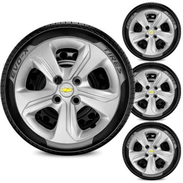 Imagem de Jogo 4 Calotas Aro 14  4x100 Chevrolet Gm Prata