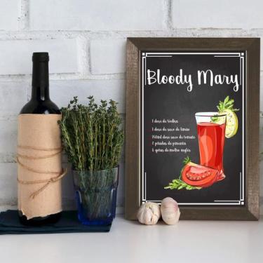 Imagem de Quadro Bebida Bloody Mary 33x43cm Moldura Marrom - Quartinhos