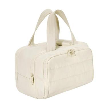 Imagem de shamjina Bolsa de viagem para artigos de higiene pessoal Bolsa de maquiagem para batom Lápis de sobrancelha Sombra, Bege