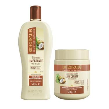 Imagem de Kit 1 Shampoo 1 Banho creme Brilho Natural Umectante 500 ml Bio Extrat