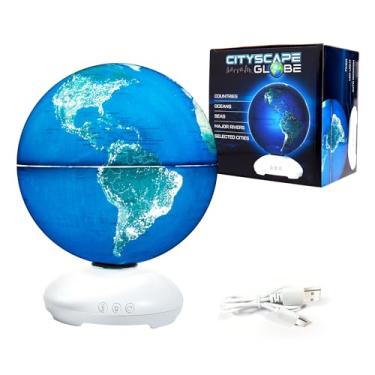 Imagem de USA Toyz Cityscapes Illuminated Globe for Kids Learning- STEM Kids Globe with Stand, 3 Sleep Settings, Auto Rotation, LED Desk or Night Stand Light Lamp, Educational World Globe for Kids 8+, 10” Tall