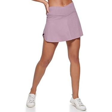 Imagem de Calvin Klein Saia atlética feminina com short de bicicleta embutido, Stardust, GG