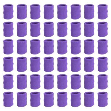 Imagem de PATIKIL Pulseiras esportivas, pacote com 48 faixas esportivas de algodão felpudo absorvente para tênis, basquete, malhar, correr, roxo claro
