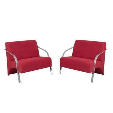 Imagem de Kit 2 Poltronas Namoradeira 2 Lugares Vênus Braço Alumínio D Salla Sue