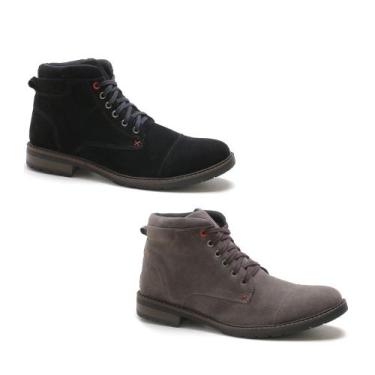 Imagem de Kit 2 Pares de Bota Masculina Bredeni Camurça, 39, Cinza, Preto, Mascu