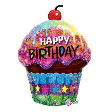 Imagem de Balão de Festa Microfoil 35" 89cm - Cupcake Happy Birthday Maravilhoso