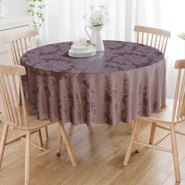 Imagem de Toalha De Mesa Redonda Marrom Medalhão 4 Lugares - Menedecor