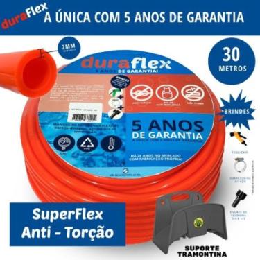 Imagem de Mangueira Anti-torção Laranja 30 Metros + Suporte Tramontina - Durafle