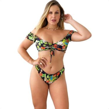 Imagem de Biquíni Ciganinha Tanga Sem Amarrar Com Bojo Fixo Conforto Feminino Ri