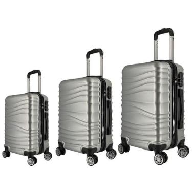 Imagem de Kit 3 Malas de Viagem Grande, Média e Bordo em ABS AS67 c/ puxador e r