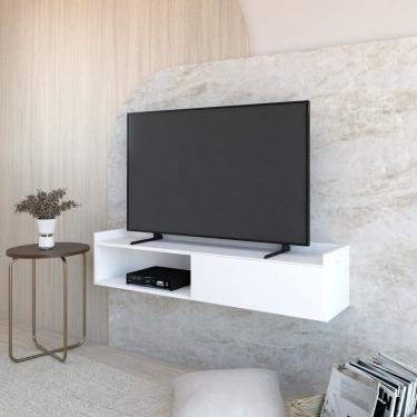 Imagem de Rack Suspenso para Tv até 50 Pol. com 1 Porta e 1 Nicho Atena Branco