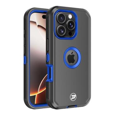 Imagem de Wireless PROTECH Capa compatível com Apple iPhone 16 PRO (tamanho da tela 6,3 polegadas), capa lisa de TPU e policarbonato de camada tripla resistente (preta/azul)