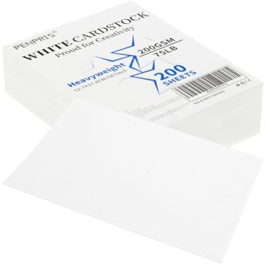 Imagem de 200 folhas de cartões brancos em branco - 12 x 18 cm, cartolina branca, 200 g/m², cartolina grossa para convites de casamento, cartões de índice, saudações, nota -PAP07200200