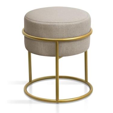 Imagem de Banqueta para Quarto Sala Penteadeira Decoração Argola de Ferro Dourad