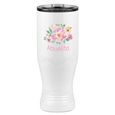 Imagem de Just So Posh Copo de flores Abuelita, copo Pilsner com tampa, branco camelo polar de 590 ml, aço inoxidável, isolado a vácuo