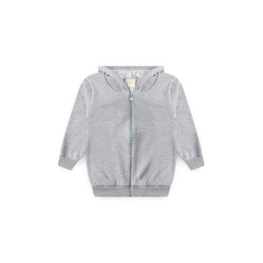 Imagem de Jaqueta Inverno Menina Mescla Com Capuz em Moletom felpado Básica - Mo