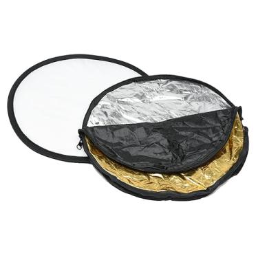 Imagem de Refletor de bolso PhotoTrust 5 em 1 - Refletor superportátil pequeno de 30 cm, difusor refletor de luz multidisco dobrável para fotografia - Prata/ouro/preto/branco/translúcido para estúdio/fotografia macro