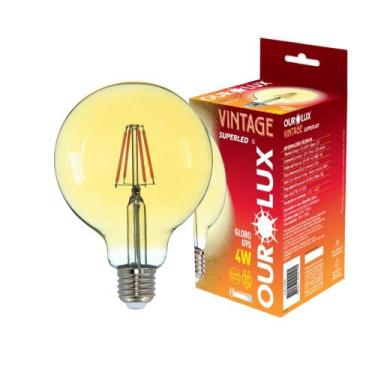 Imagem de Lâmpada Filamento Led G95 Retrô 4w 2400k Âmbar Vintage Bivolt Decoraçã