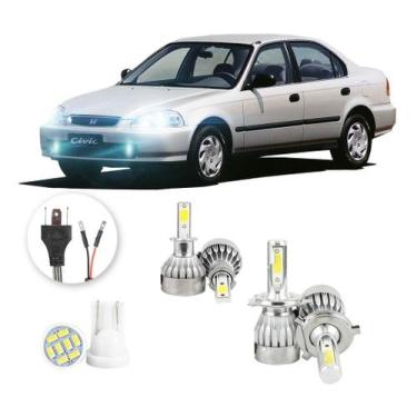 Imagem de Kit Lampadas Led Honda Civic 1996 A 1998 H3 H4 20000lm - V10, Branco