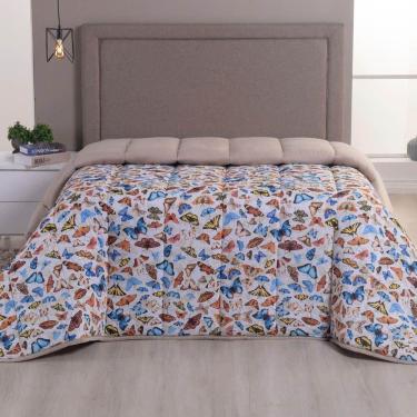 Imagem de Edredom King Luar Super Macio Malha 100% Algodão Dupla Face 01 Peça - Bege Borboleta