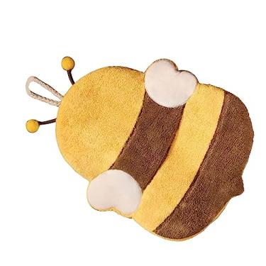 Imagem de Toalha de Padrão de Animal de Desenho Animado Fofo, Toalha de Toalha Pendurada, Toalha de Mão, Toalha de Cozinha Absorvente Espessada para Crianças Banheiro Em Casa (Abelha)