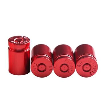 Imagem de 4pcs Válvula de Pneu Tampa Capa Tampa de Alumínio Roda Roda Roda de Ar -Válvula Tampa Casca de Casca de pó para Motocicletas Automotivas Pneu Universal (Vermelho)