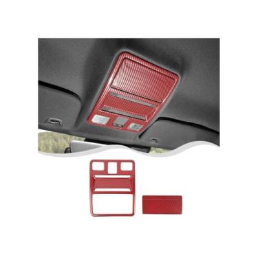 Imagem de HTHE Tampa do painel de luz da lâmpada de leitura do teto superior frontal e traseiro compatível com acessórios interiores Mustang 2024 2025 (vermelho)