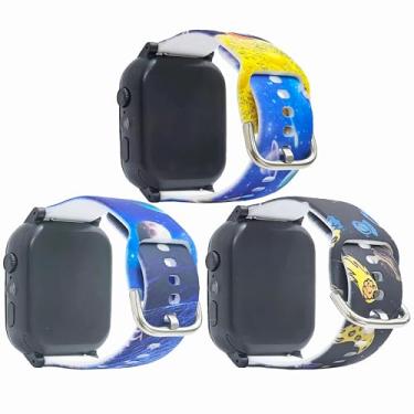 Imagem de Pacote com 3 pulseiras de relógio infantil Cute Planet compatível com Gizmo 3 2 1/Gabb 3e 3 2 1/T-Mobile SyncUP 2 1/Cosmo JrTrack 4 3 2 SE 2 1 para meninos e meninas, pulseiras Breathale de 20 mm,