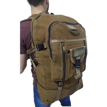 Imagem de Mochila Masculina Lona 50 Litros Viagem Passeio Motoboy Esporte Trilha