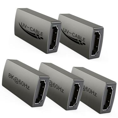 Imagem de Adaptador HDMI fêmea para fêmea 8K, pacote com 5, conector de acoplador HDMI de alta velocidade, extensor HDMI 2.1 com 3D, HDR, ARC/eARC, HDCP 2.2/2.3 para TV, PS5/PS4, Roku Fire Stick, Chromecast, PC