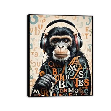 Imagem de Macaco gorila animal pintura inspiradora imagens pôsteres impressões arte vintage animal tela parede arte banksy arte de parede para sala de estar escritório decoração de parede 90 x 70 cm (91.4x71.1