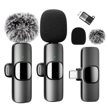 Imagem de Microfone Lavalier Sem Fio | Microfone Sem Fio 2 em 1 para Smartphones,Equipamento Com Redução De Ruído E Receptor Compacto Para Computador, Celular E Notebook