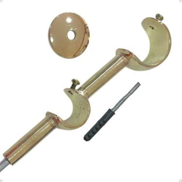 Imagem de 1 Unid Suporte Varão Comum Duplo Parede 19/28mm Dourado - ART DECORAR