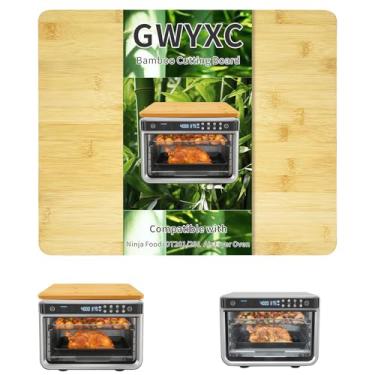 Imagem de GWYXC Tábua de corte de bambu para forno inteligente Ninja Foodi DT201/DT251, 37 cm × 29 cm, acessórios de forno torradeira com pés de silicone antiderrapantes resistentes ao calor para forno de