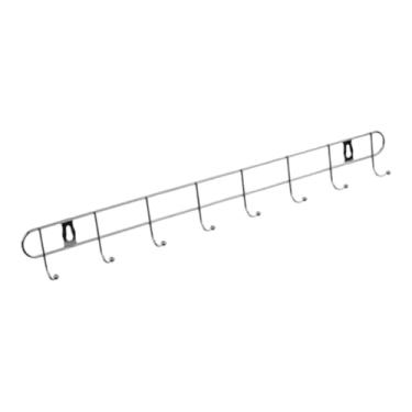 Imagem de Cabideiro Organizador de Parede em Aço Inox Cromado, 43cm, 8 Ganchos, Economia de Espaço, Multiuso para Cozinha, Banheiro e Quarto