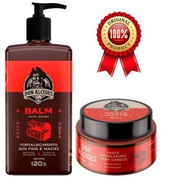 Imagem de Kit Balm Barba 120g E Pasta Cabelo Barba Negra Don Alcides