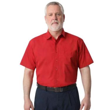 Imagem de Camisa Social Microleve Manga Curta Plus Size Não Amassa - C&C, Vermel