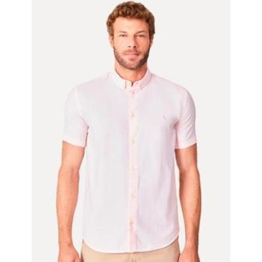 Imagem de Camisa Reserva Masculina Manga Curta Oxford Color Rosa Claro-Masculino