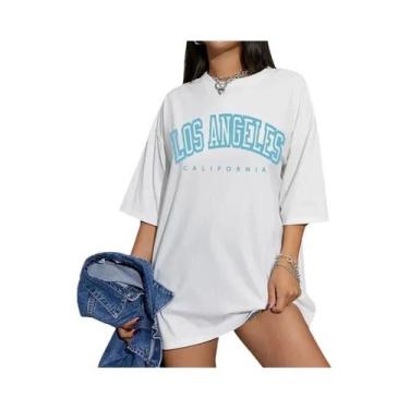 Imagem de Camiseta Oversized Feminina Los Angeles - Manga Curta Respirável - Est