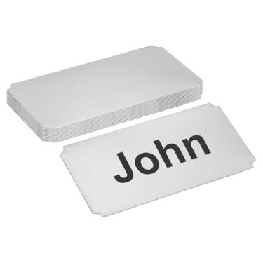 Imagem de PATIKIL Placa de nome de metal gravada a laser de aço inoxidável de 10 x 5 cm, pacote com 10 placas em branco personalizadas para impressão a laser DIY, canto entalhado, prata